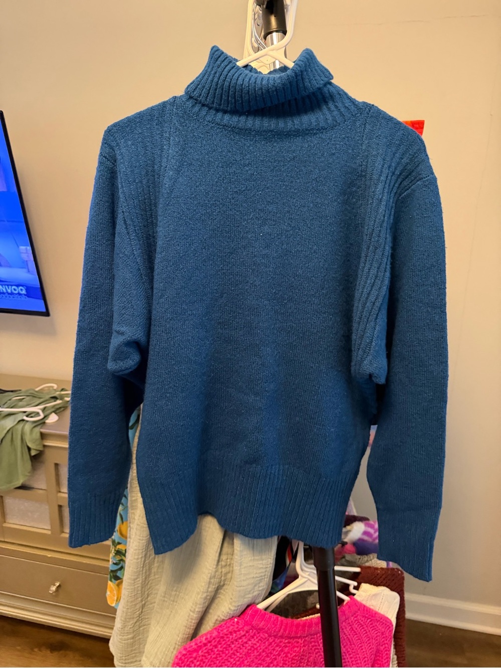 Double Zero Teal-Blue Turtleneck Men's Sweater